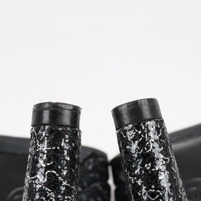 Chanel Coco Mark Leder Heels Schwarz × Silber G29571, Größe 36 EU