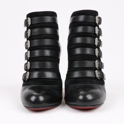 Christian Louboutin Leather & Suede Ankle Boots in Black, Size 37 EU