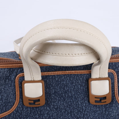 Fendi Chameleon Denim &amp; Leder 2Way Boston Handtasche in Marineblau 8BL110