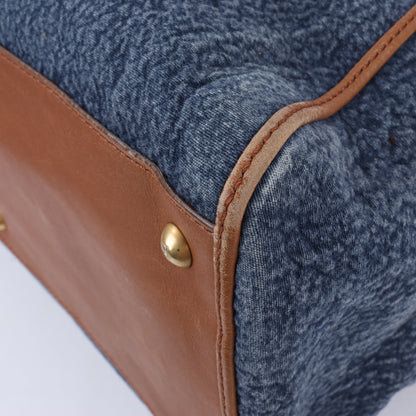 Fendi Chameleon Denim &amp; Leder 2Way Boston Handtasche in Marineblau 8BL110