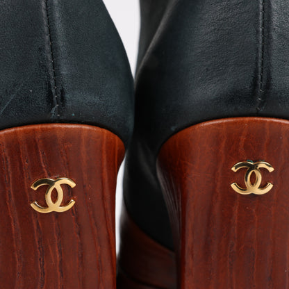 Chanel Coco Mark Nubuck x Leather Long boots in Black × Brown G30177, Size 38 EU