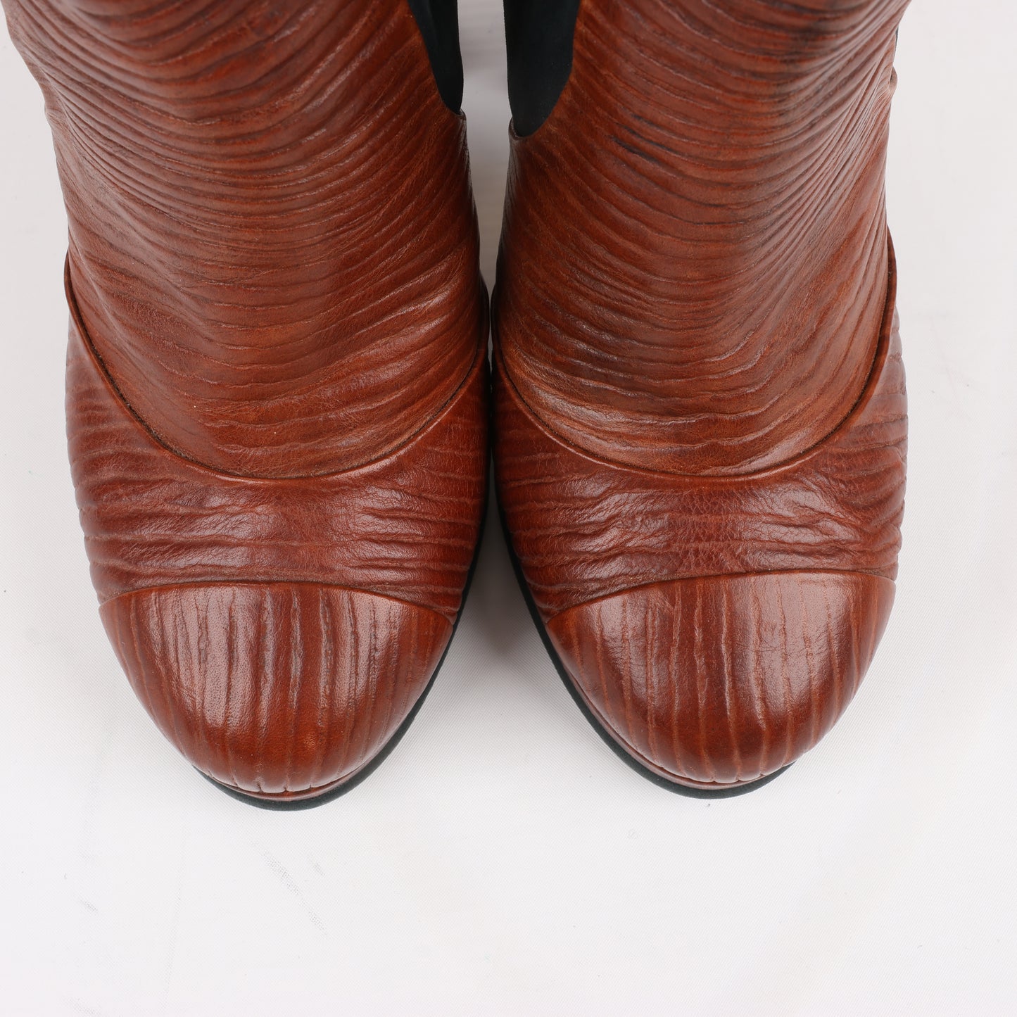 Chanel Coco Mark Nubuck x Leather Long boots in Black × Brown G30177, Size 38 EU