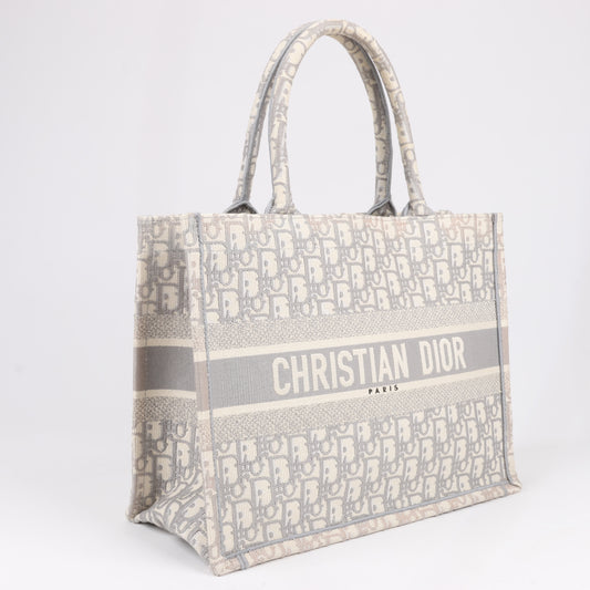 Christian Dior Oblique Book Tote Canvas Tote Handbag in Gray / with scarf