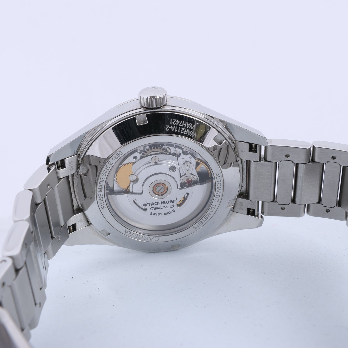 TAG Heuer Carrera Calibre 5 WAR211A WAH7421 SS AT Black Dial Watch
