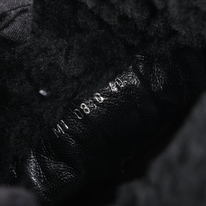 Dior Black Leather Cannage Ice Fur Cuffed Boots, Size 40 EU