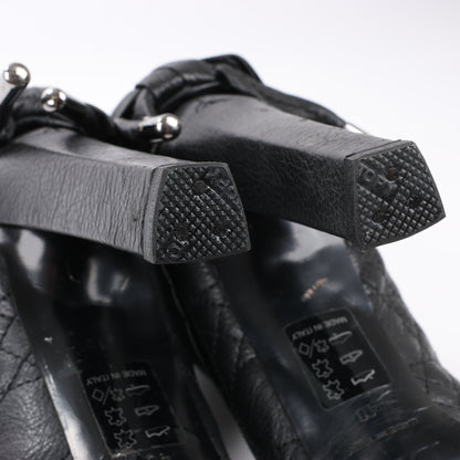 Dior Black Leather Cannage Ice Fur Cuffed Boots, Size 40 EU