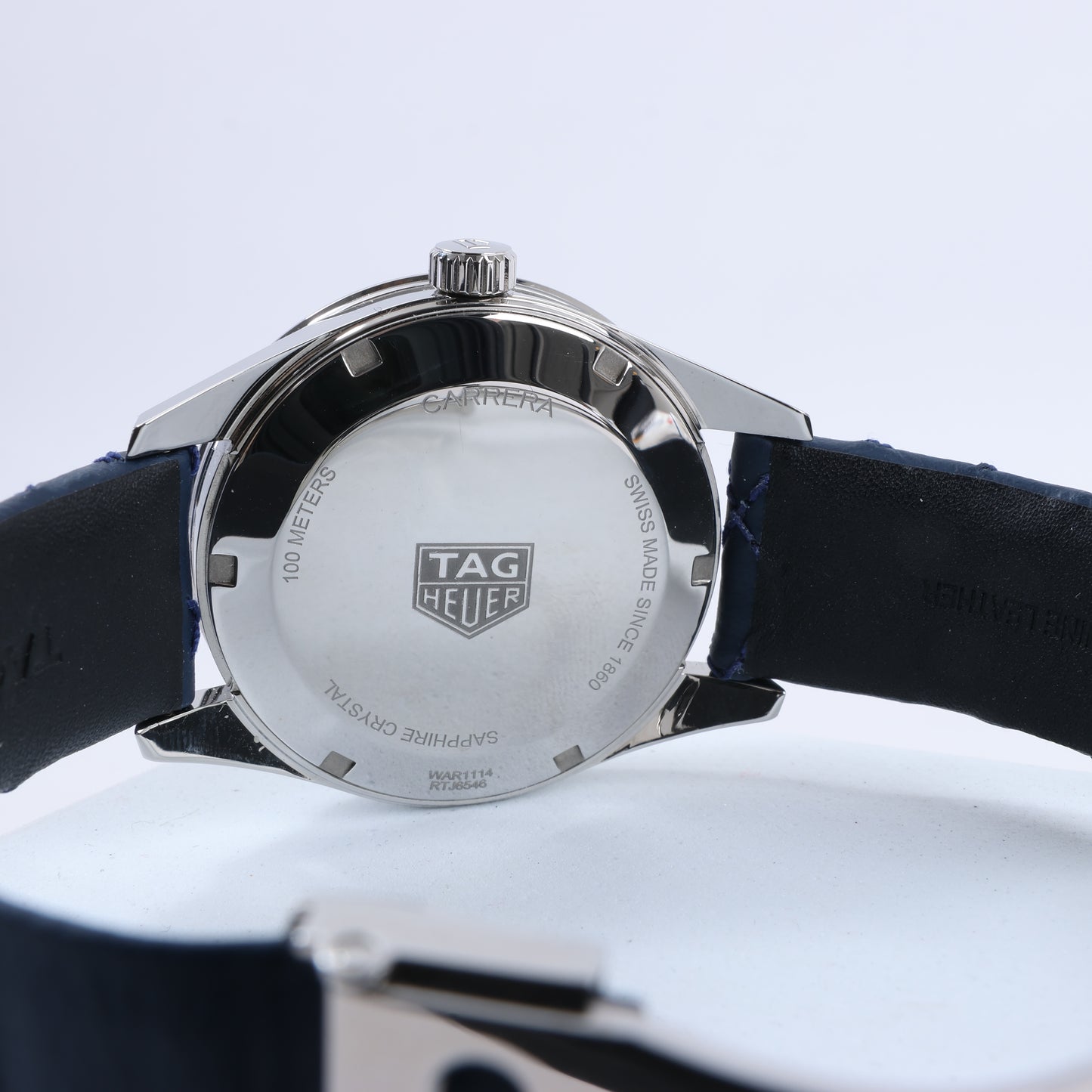 TAG Heuer Carrera WAR1114 RTJ6546 SS & Leather QZ Blue-Face Watch