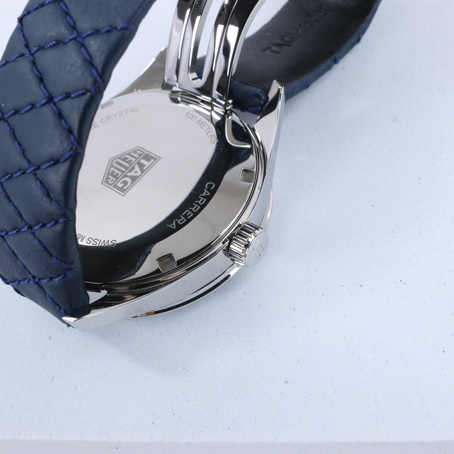 TAG Heuer Carrera WAR1114 RTJ6546 SS & Leather QZ Blue-Face Watch