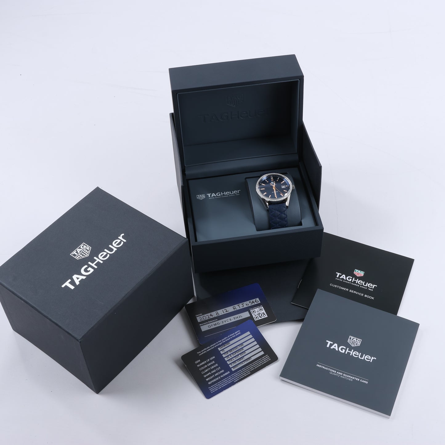 TAG Heuer Carrera WAR1114 RTJ6546 SS & Leather QZ Blue-Face Watch