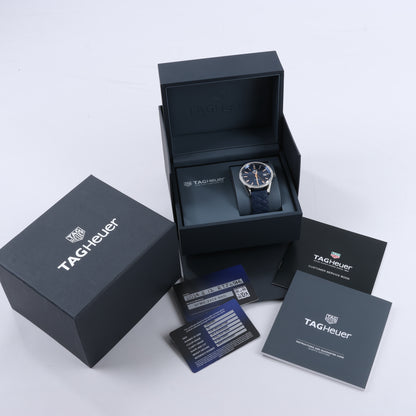 TAG Heuer Carrera WAR1114 RTJ6546 SS & Leather QZ Blue-Face Watch
