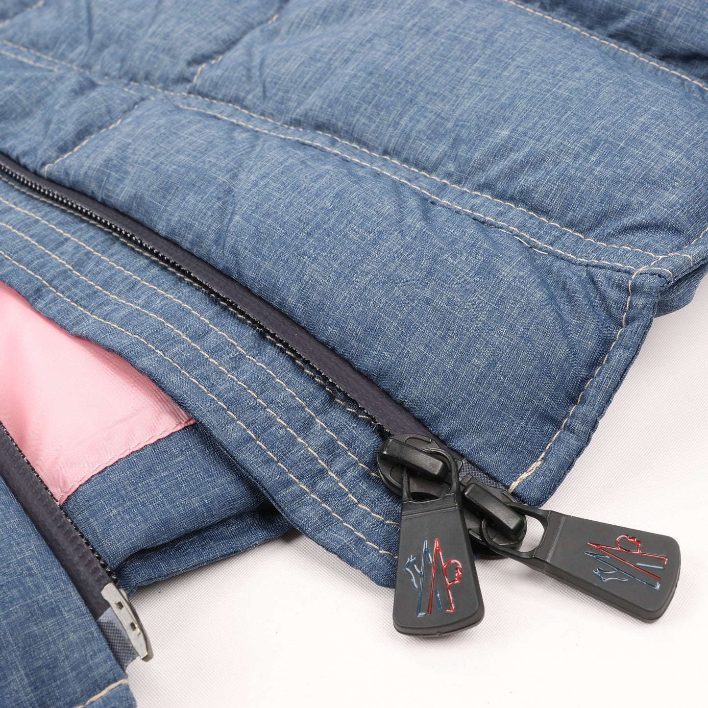 Moncler Grenoble Blue Denim Sleeveless Jacket, Size 1 S
