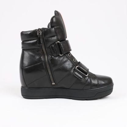 PRADA Sport Leather High-top Sneakers in Black 3TZ047, Size 36.5 EU