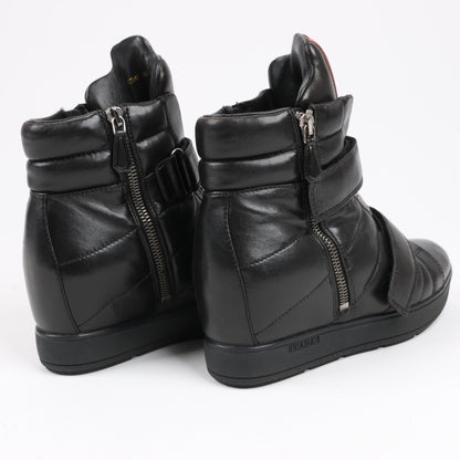 PRADA Sport Leather High-top Sneakers in Black 3TZ047, Size 36.5 EU