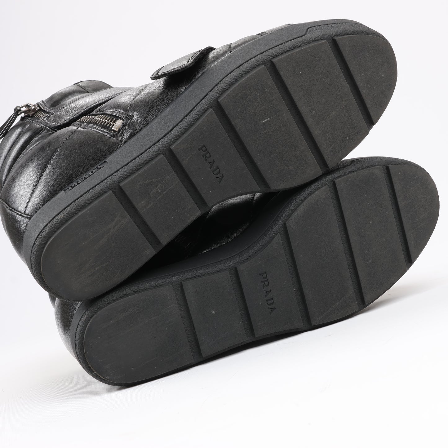 PRADA Sport Leather High-top Sneakers in Black 3TZ047, Size 36.5 EU