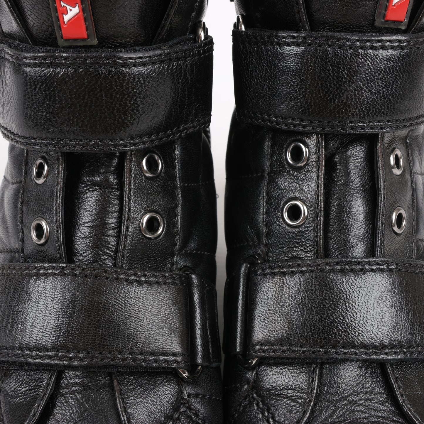 PRADA Sport Leather High-top Sneakers in Black 3TZ047, Size 36.5 EU