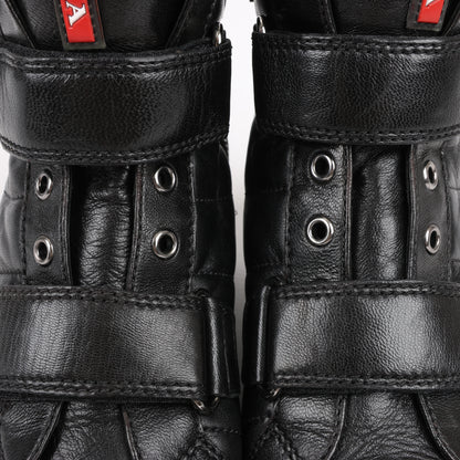 PRADA Sport Leather High-top Sneakers in Black 3TZ047, Size 36.5 EU