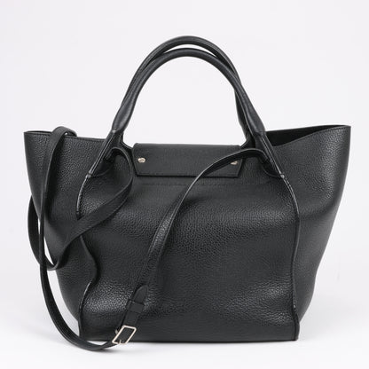 CELINE Big Bag Small Grained Leather 2way Handbag in Black