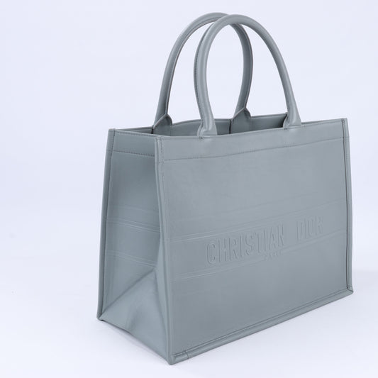 Christian Dior – Book Tote-Handtasche aus Leder in Grau