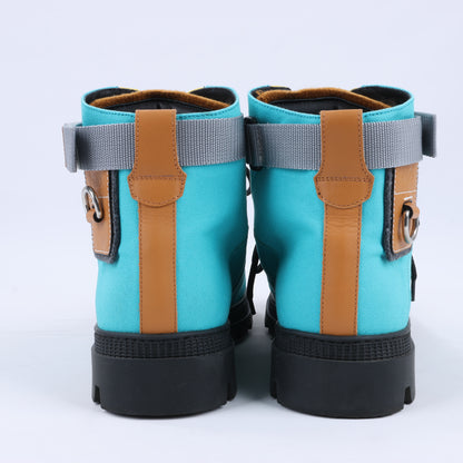 LOEWE Anagram 20SS Kurze Stiefel aus Canvas und Leder, 44 EU, Mehrfarbig