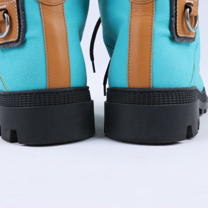 LOEWE Anagram 20SS Kurze Stiefel aus Canvas und Leder, 44 EU, Mehrfarbig