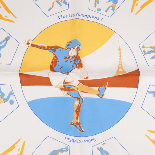 Hermès Carré 90 " Vivs Les champions!" 100% Silk Scarf