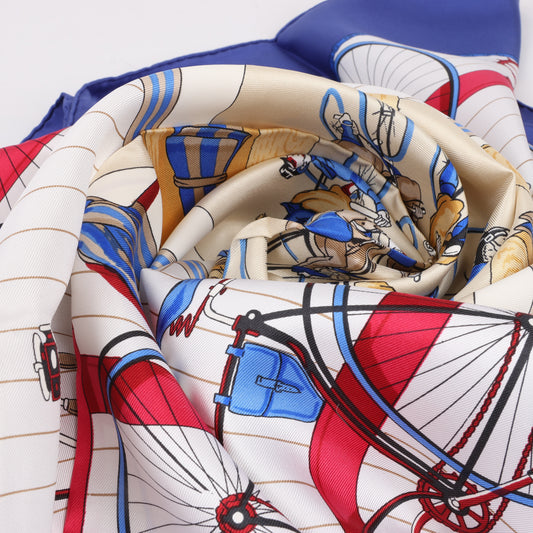 Hermès Carré 90 "LES BECANES" 100% Silk Scarf