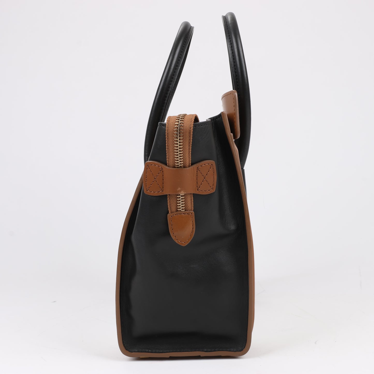 CELINE Luggage Micro Leather Handbag in Tri-color Brown