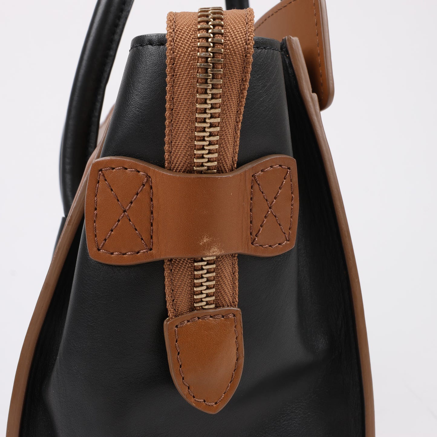CELINE Luggage Micro Leather Handbag in Tri-color Brown