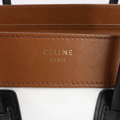 CELINE Luggage Micro Leather Handbag in Tri-color Brown