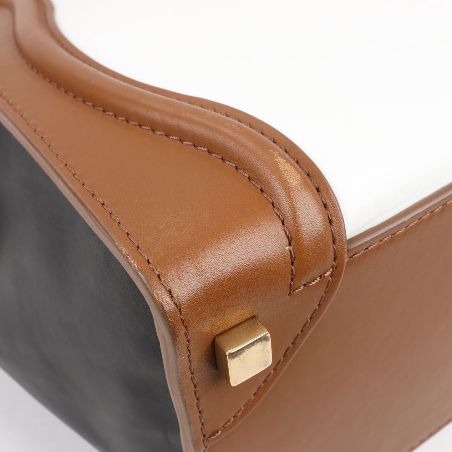 CELINE Luggage Micro Leather Handbag in Tri-color Brown