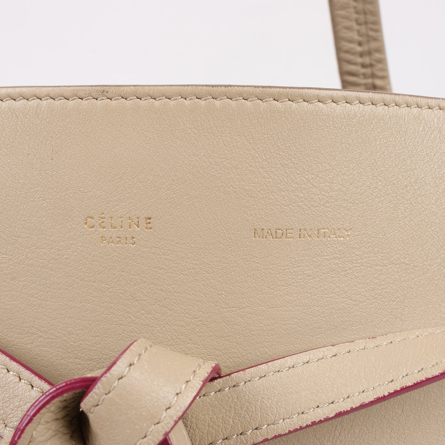 Celine Small Cabas Phantom Leather Shoulder Bag in Beige