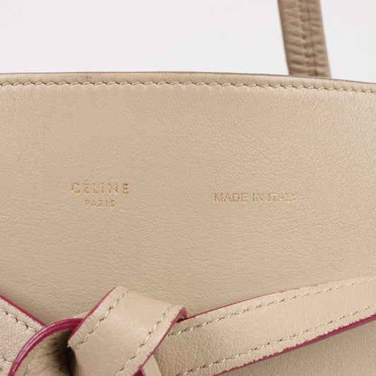 Celine Small Cabas Phantom Leather Shoulder Bag in Beige