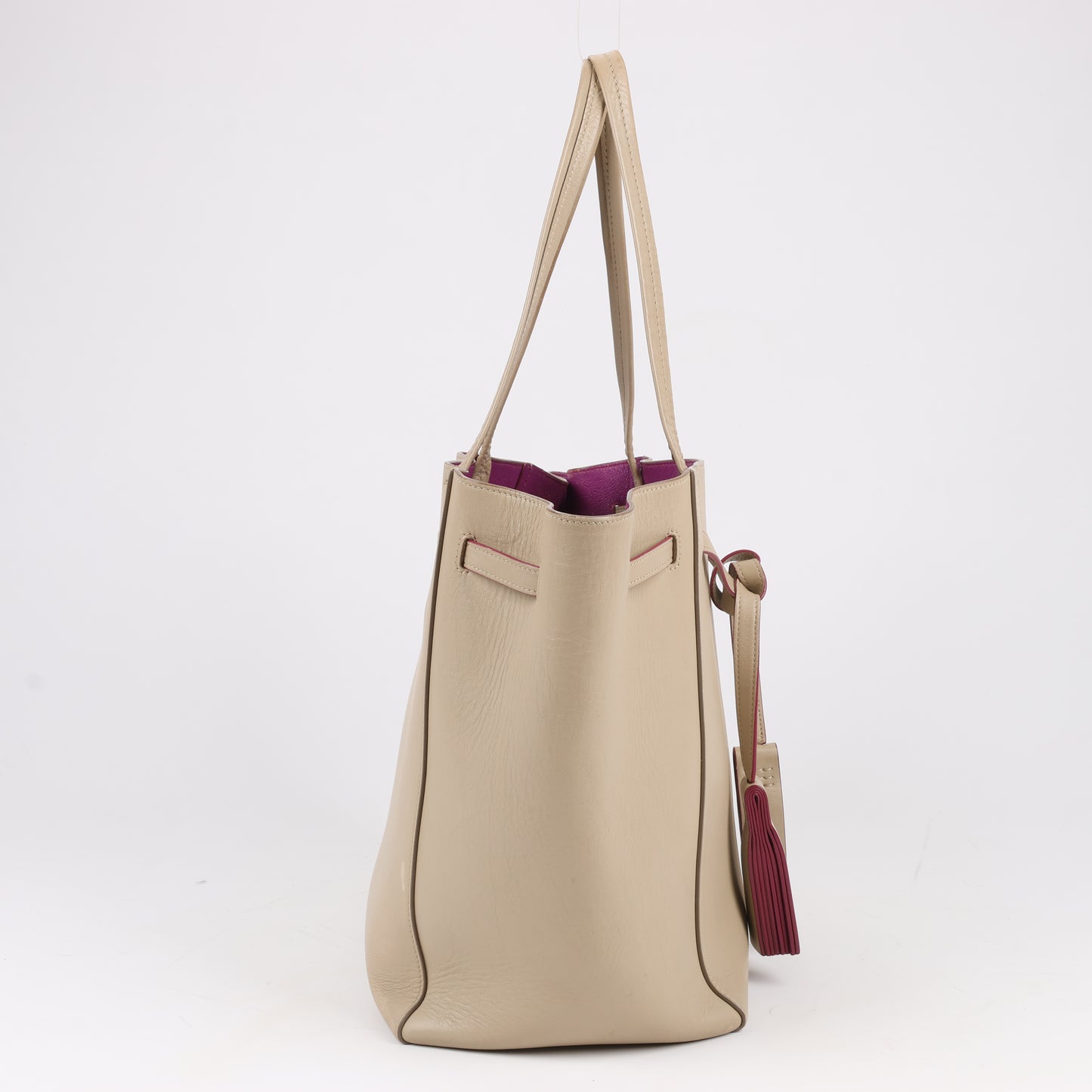 Celine Small Cabas Phantom Leather Shoulder Bag in Beige