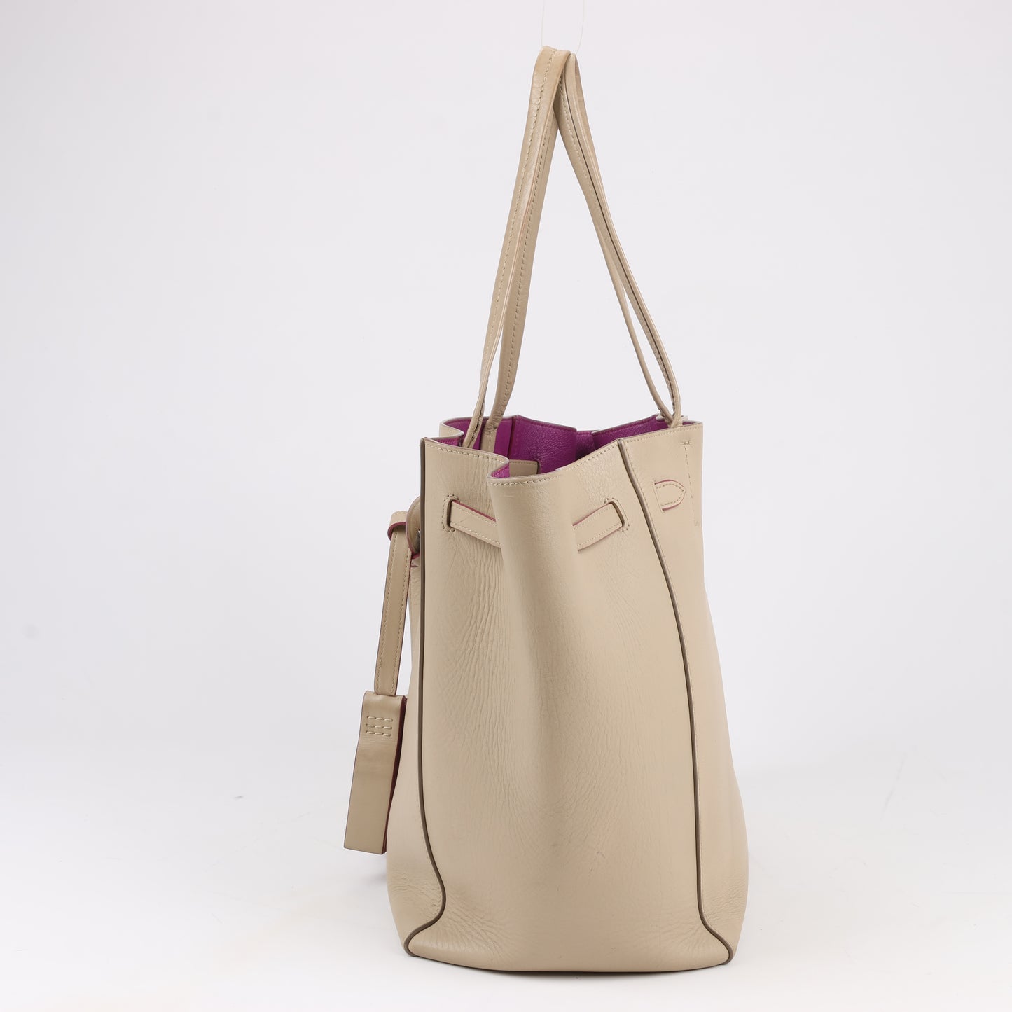 Celine Small Cabas Phantom Leather Shoulder Bag in Beige
