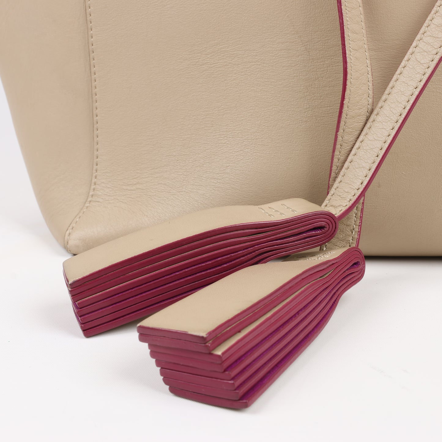 Celine Small Cabas Phantom Leather Shoulder Bag in Beige