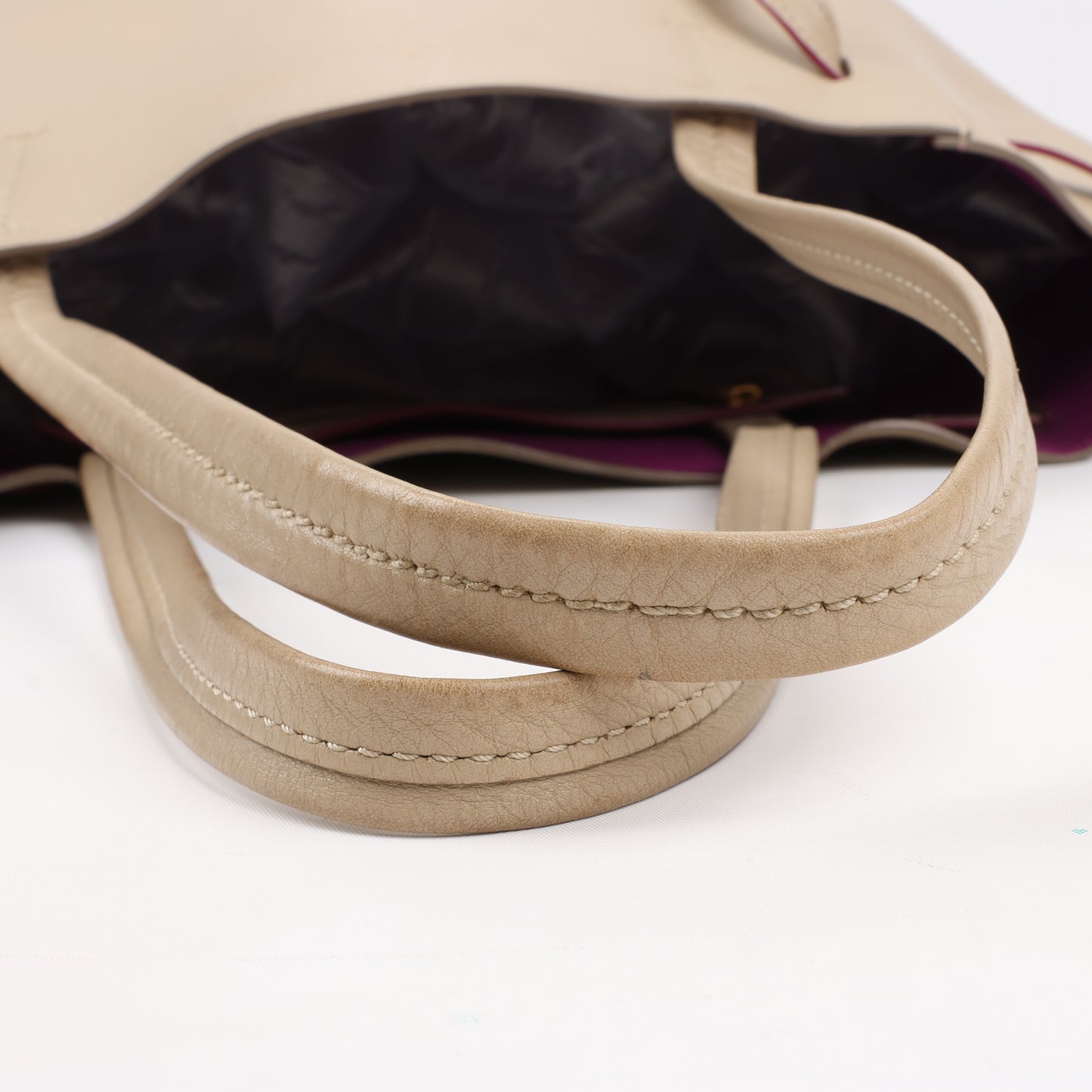 Celine Small Cabas Phantom Leather Shoulder Bag in Beige