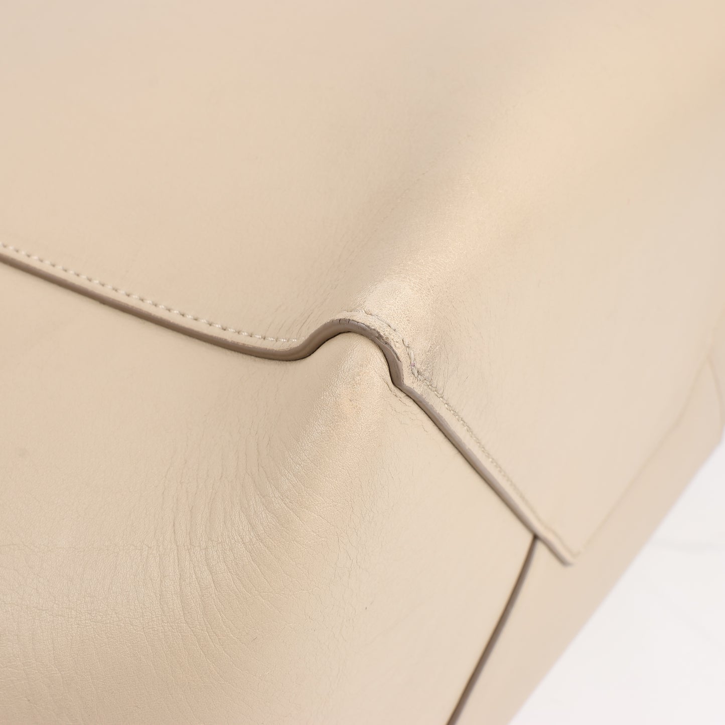 Celine Small Cabas Phantom Leather Shoulder Bag in Beige