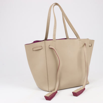 Celine Small Cabas Phantom Leather Shoulder Bag in Beige