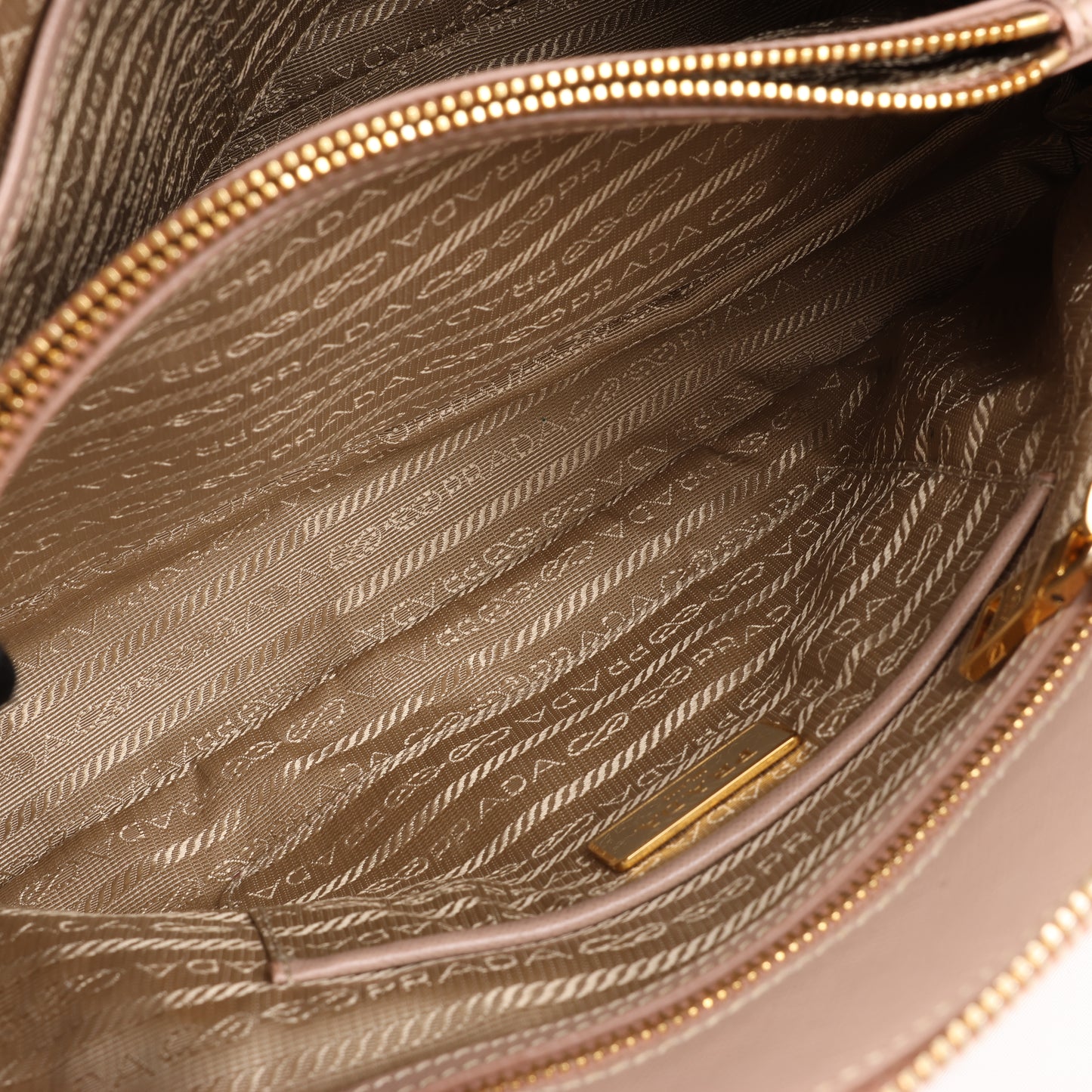 Prada Promenade Saffiano Lux Leather Handbag in Beige
