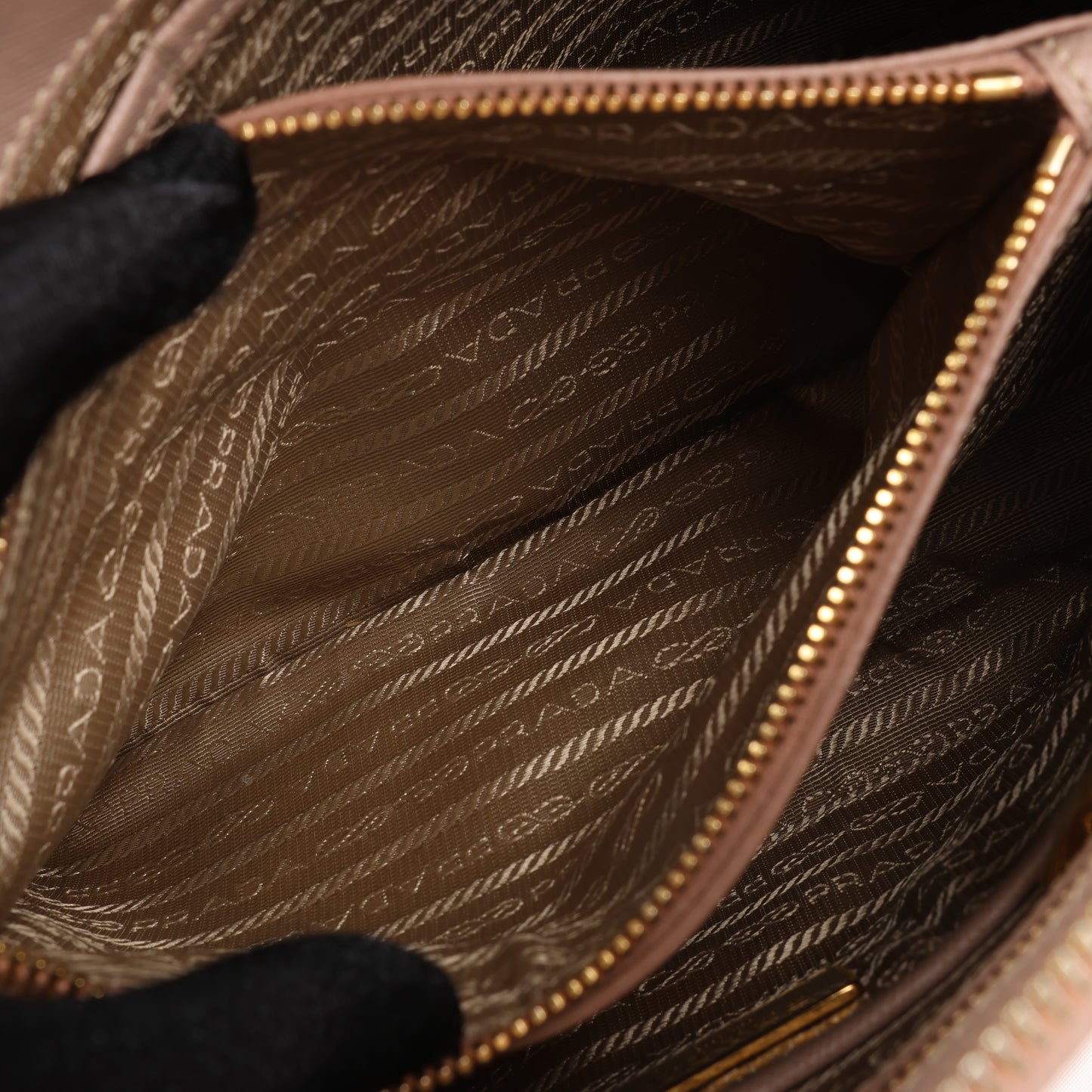 Prada Promenade Saffiano Lux Leather Handbag in Beige