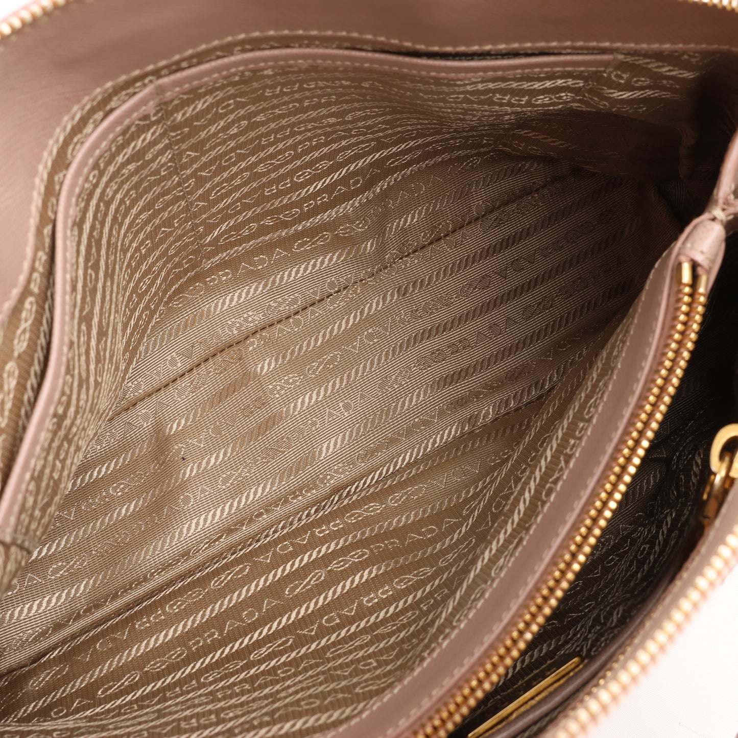 Prada Promenade Saffiano Lux Leather Handbag in Beige
