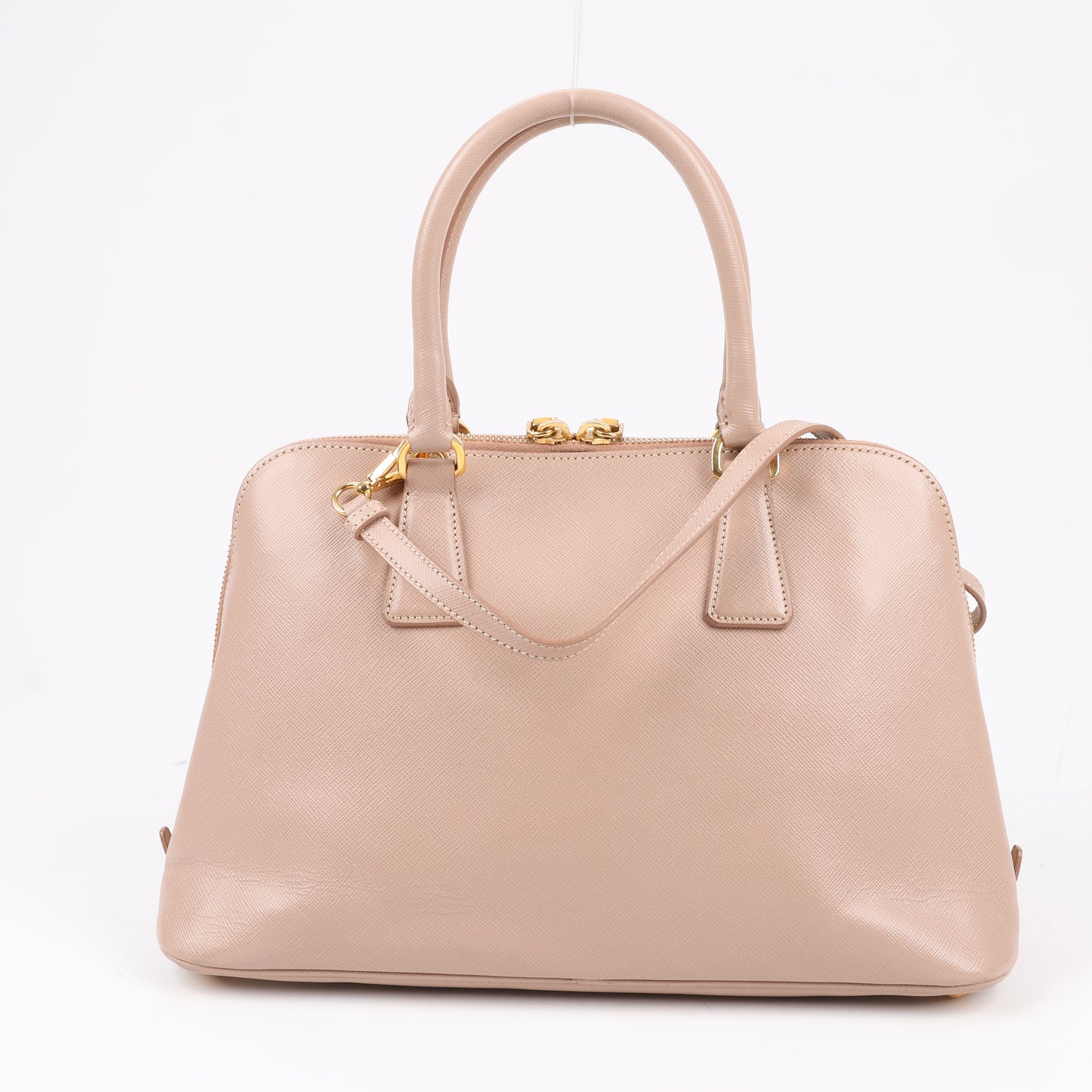Prada Promenade Saffiano Lux Leather Handbag in Beige