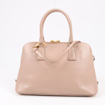 Prada Promenade Saffiano Lux Leather Handbag in Beige