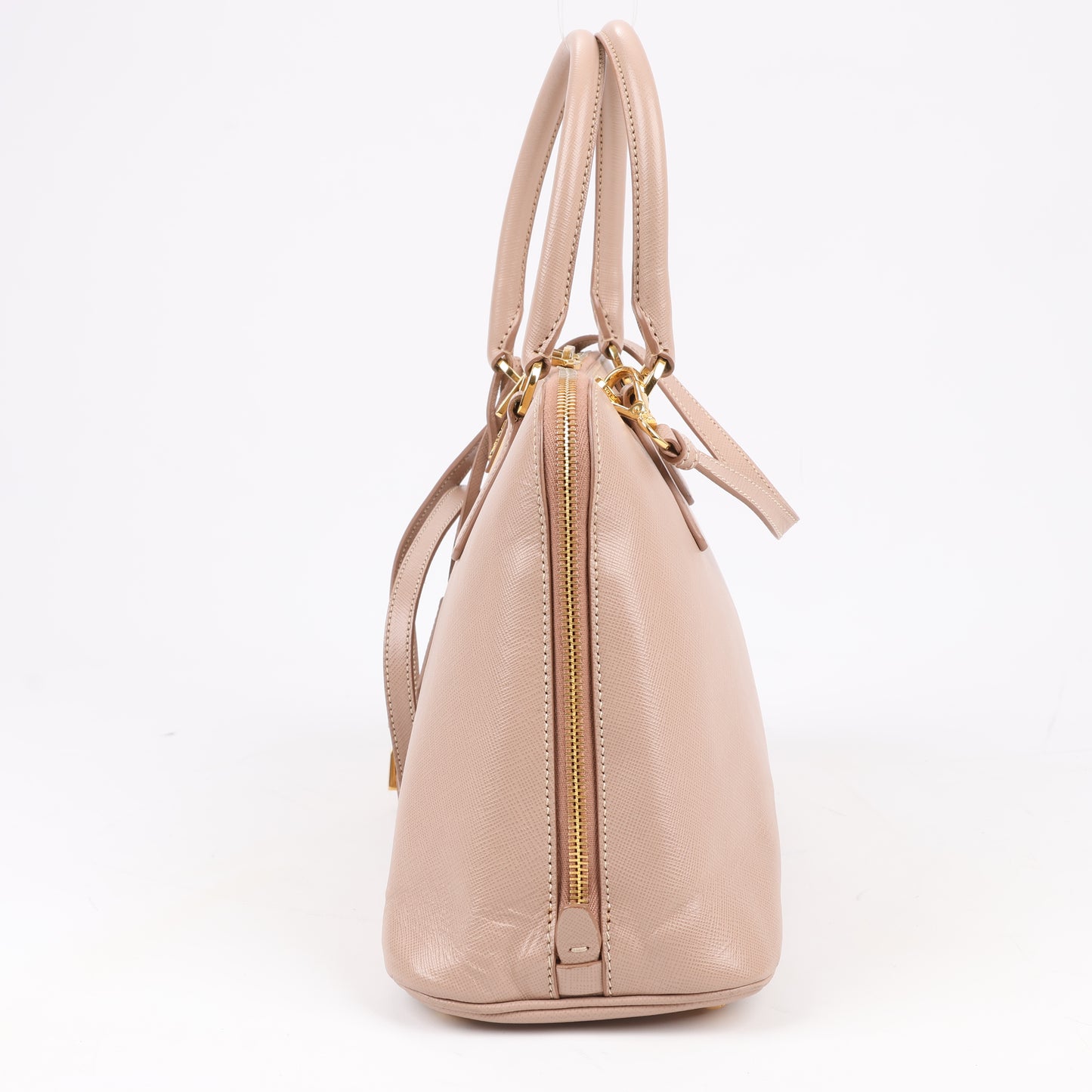Prada Promenade Saffiano Lux Leather Handbag in Beige