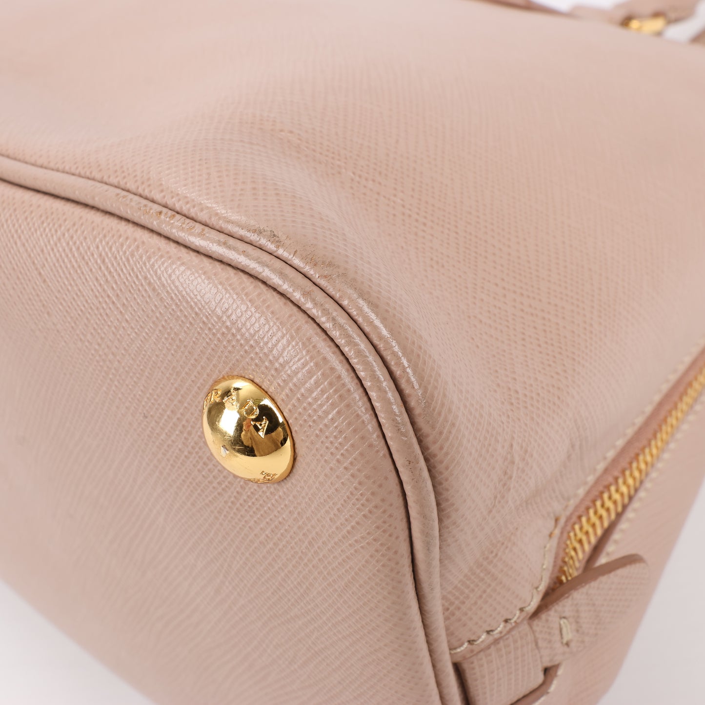 Prada Promenade Saffiano Lux Leather Handbag in Beige