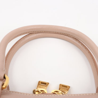 Prada Promenade Saffiano Lux Leather Handbag in Beige