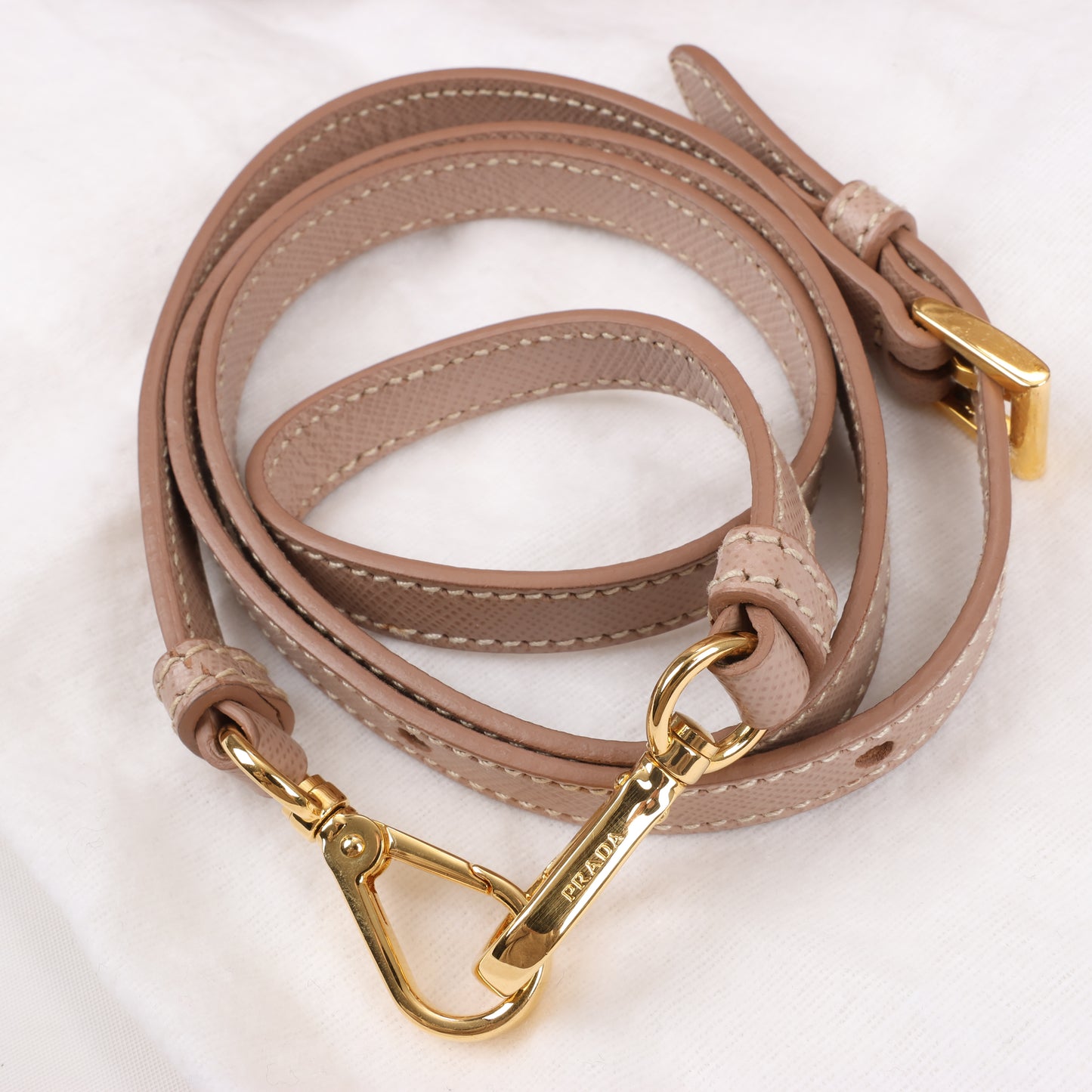 Prada Promenade Saffiano Lux Leather Handbag in Beige