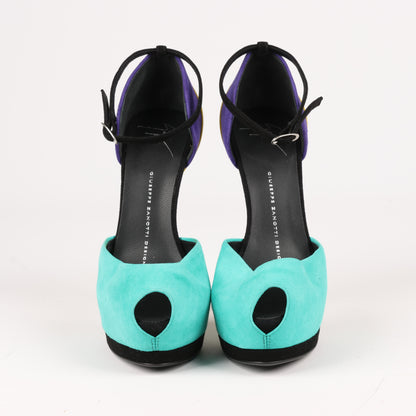 GIUSEPPE ZANNOTTI D'Orsay-Pumps aus Wildleder mit Farbblockmuster