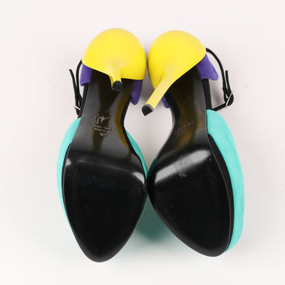 GIUSEPPE ZANNOTTI D'Orsay-Pumps aus Wildleder mit Farbblockmuster