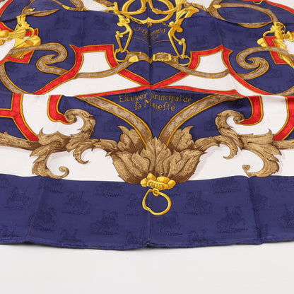 Hermès Carré 90 " L'INSTRVCTION DV ROY" Seidentaschentuch in Marineblau